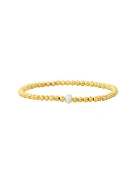 Fashion Jewelry Jewelry - Freshwater Pearl Gold Beads Stretch Bracelet